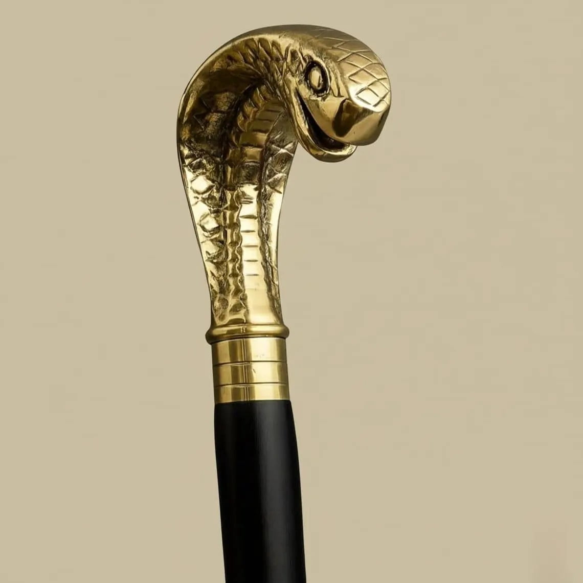 Handmade Brass Cobra Head Walking Cane, Ebony Wood Gentleman's Stick ...