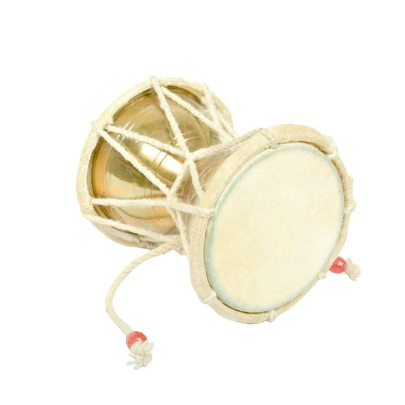 Handmade Brass Damru an Indian Musical Instrument of Lord Shiva for Kirtan, Made in India Best For Gifting