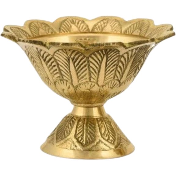 Handmade Brass Devdas Diya Oil Puja Lamp Engraved Design for Home Office