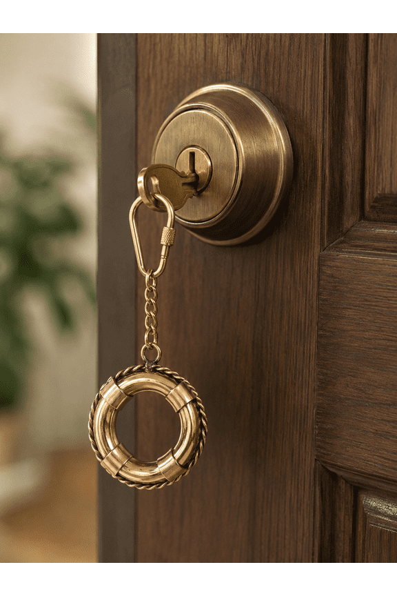 Handmade Brass Lifebuoy Keychain Nautical Key Ring, Marine Boat Keychain, Vintage Maritime Gift, Brass & Copper Key Holder, Father's Day Gift