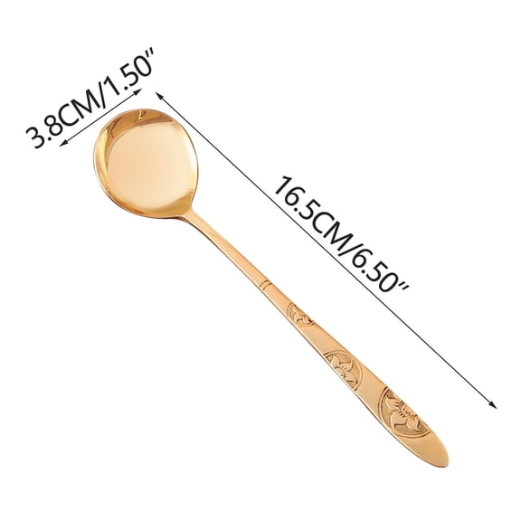 Handmade Brass Long Handle Engraved Spoon For Western Dining Kitchen Soup Dessert