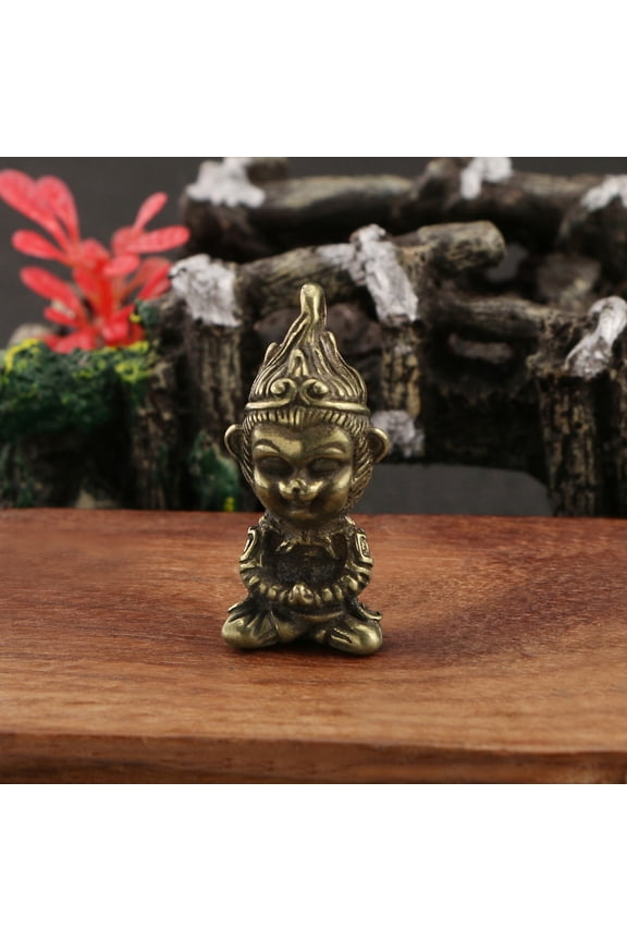 Handmade Brass Monkey King Pendant Keychain Chinese Zodiac Car Hanging Ornament Traditional Style Gift Collectible