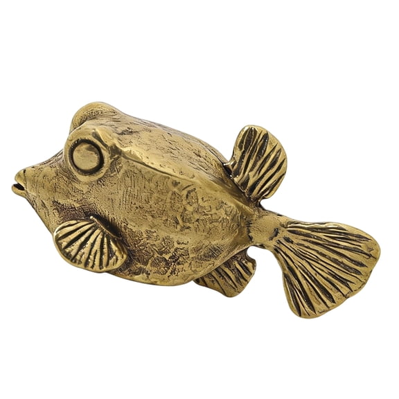 Handmade Brass Pufferfish Sculpture for Retro Home and Decor