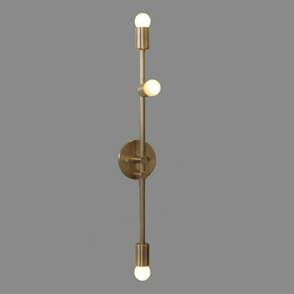 Handmade Brass Sputnik Wall Sconce Three Light Bare Bulbs Wall Lamp