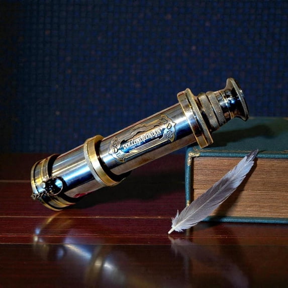 Handmade Brass Spyglass Telescope – 16" Vintage Telescope with Leather Case