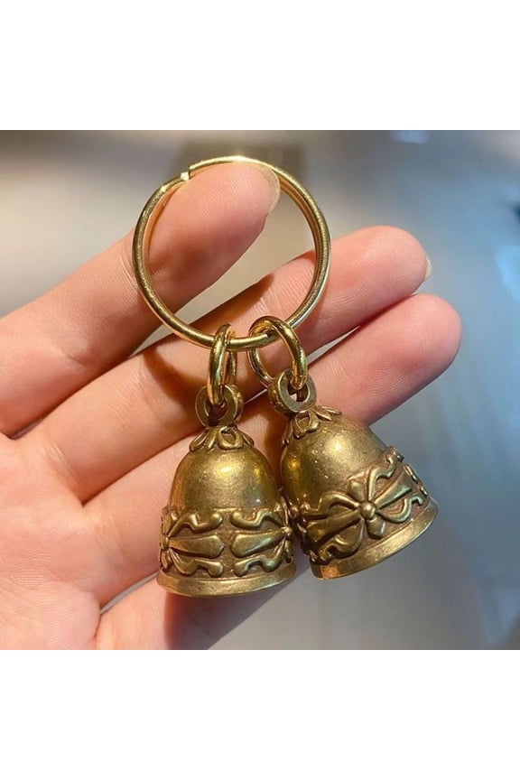 Handmade Brass Wind Chime Pendant Pure Copper Keychain Retro Style Hanging Ornament Metal Accessory for Bag Car