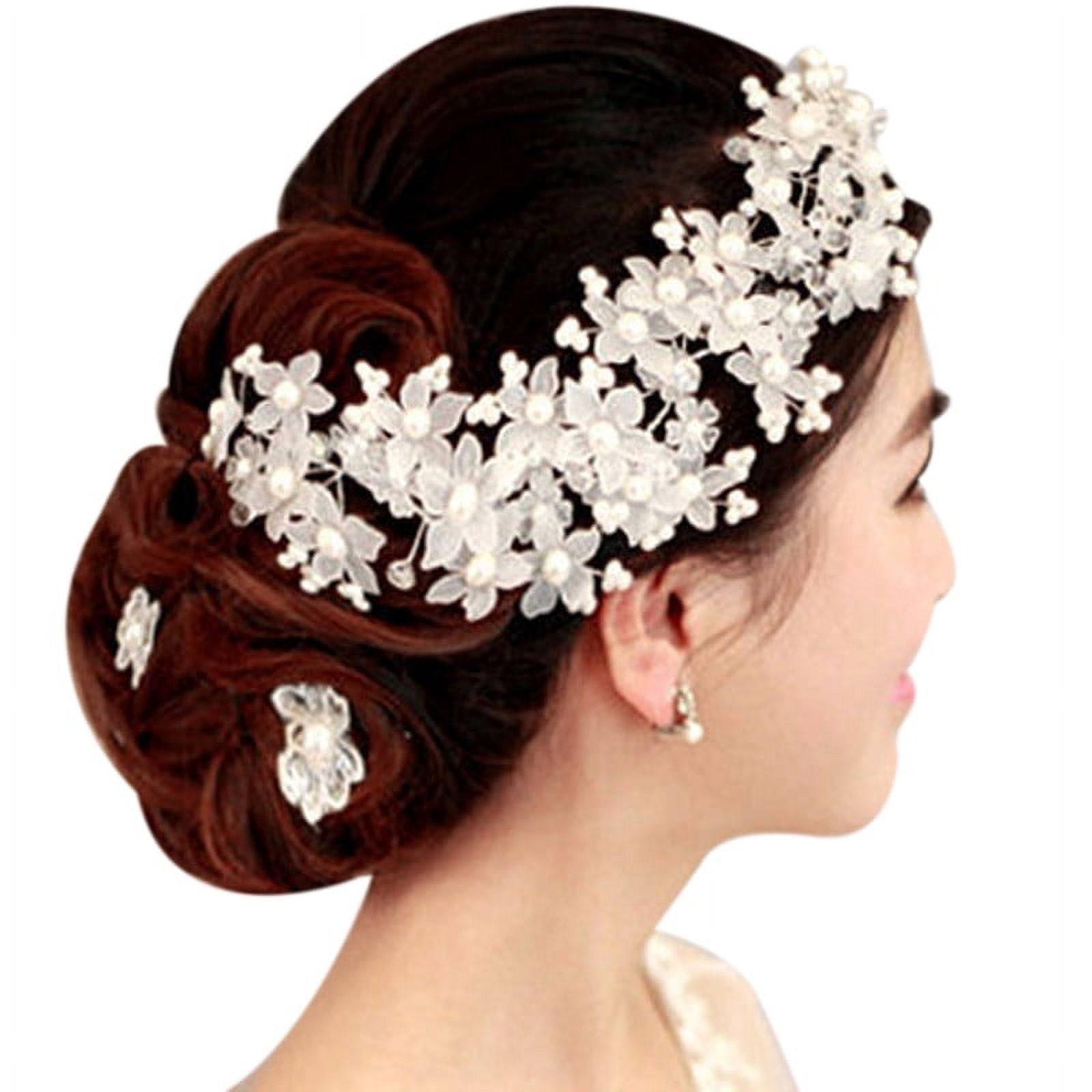 Handmade Bridesmaid Wedding Dress White Beads Hair Flower  display picture 1