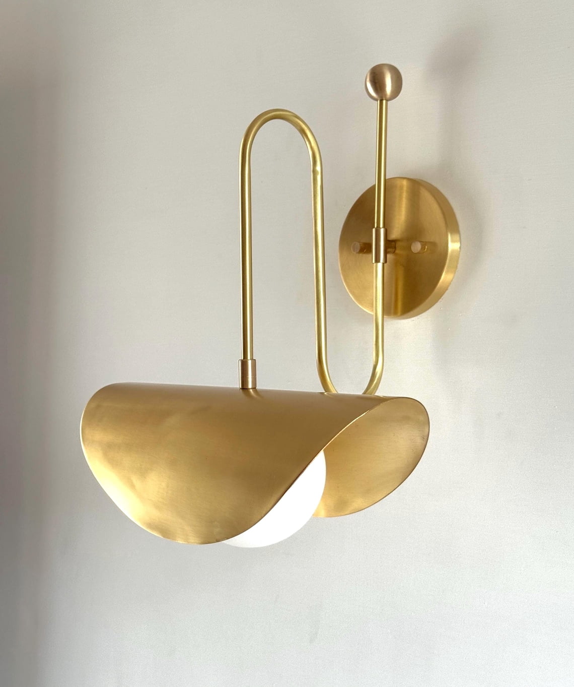 Handmade Brushed Brass Wall Sconce Light | Mid Century Cone Light