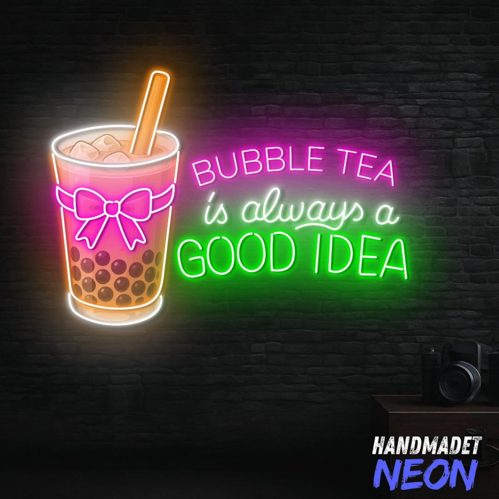 Handmade Bubble Tea Neon Sign, Milk Tea Store Decor, Bubble Tea Lover ...