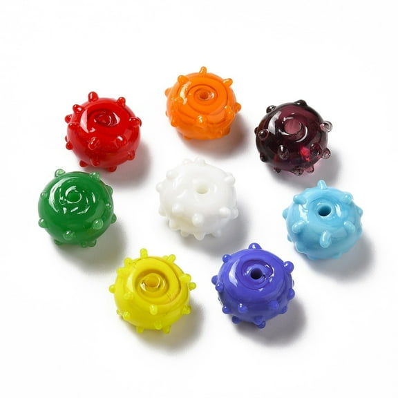 Handmade Bumpy Lampwork Beads Round Mixed Color 12x13x8mm Hole: 1.6mm DIY