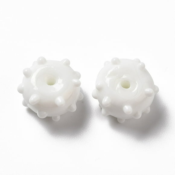 Handmade Bumpy Lampwork Beads Round White 12x13x8mm Hole: 1.6mm