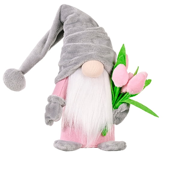Handmade Bunny Gnome Figurine Polyester Fiber 30x7.5cm Pink Yellow Green Blue for Spring Easter Valentine's Day Home Table Decor Gift