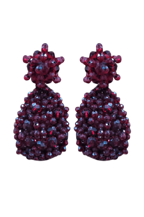Handmade Burgundy Red Gemstone Statement Earrings For Women by Isabella Jewelry