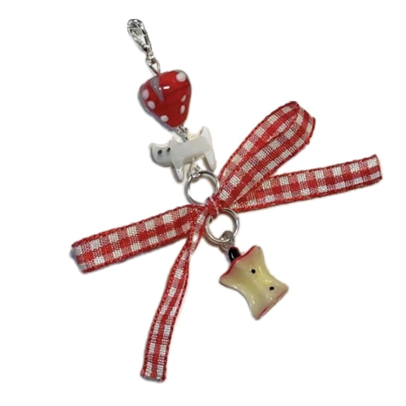 Handmade Cake Pendant Keychain Cute Backpack Pendant Keyholder Exquisite Dessert Cake Spoon Charm Kerying Jewelry Gift