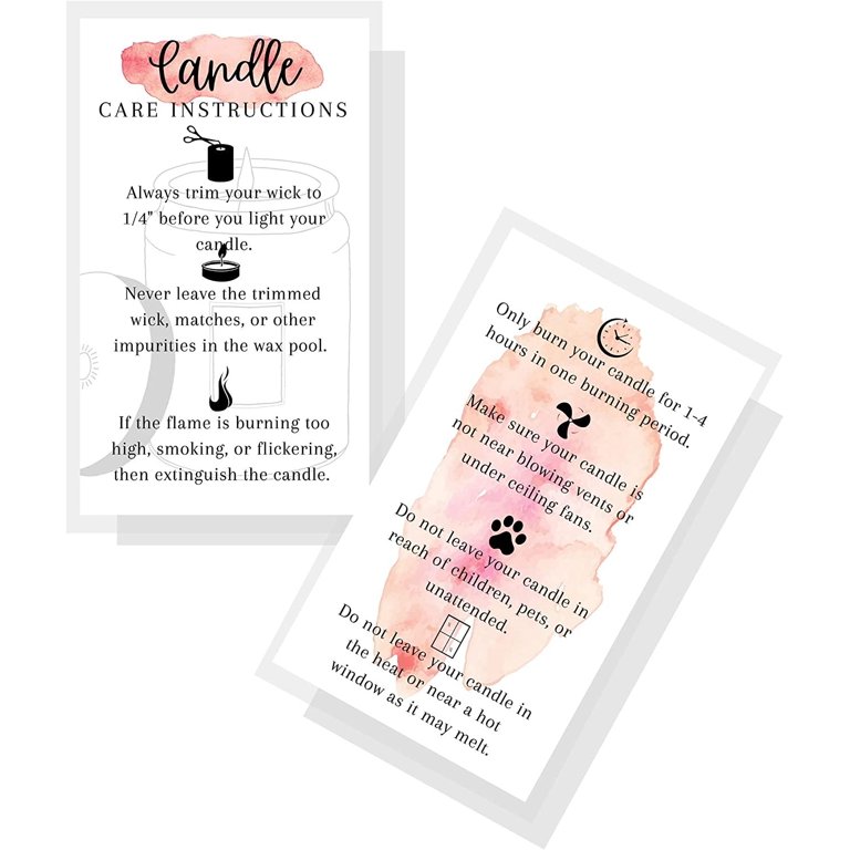 handmade-candle-care-instruction-card-50-pack-for-handmade-candle-makers-soy-bees-wax-coconut-essential-oils-white-and-watercolor-card-walmart-com