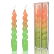 Handmade Candles Sticks Tapered Candlesticks - FCMSHAMD 7.3 Inch Twisted Taper Candles for Table Decor Housewarming Gift Idea-2pcs (Orange Green)