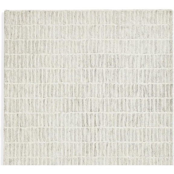 Handmade Capitola Space-Dyed Wool Area Rug with Cotton Backing, Modern Grid Design, Grey, 5x8, for Living Room, Bedroom, Dining Room, Office