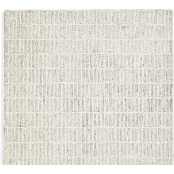 Handmade Capitola Space-Dyed Wool Area Rug with Cotton Backing, Modern Grid Design, Grey, 7x10, for Living Room, Bedroom, Dining Room, Office