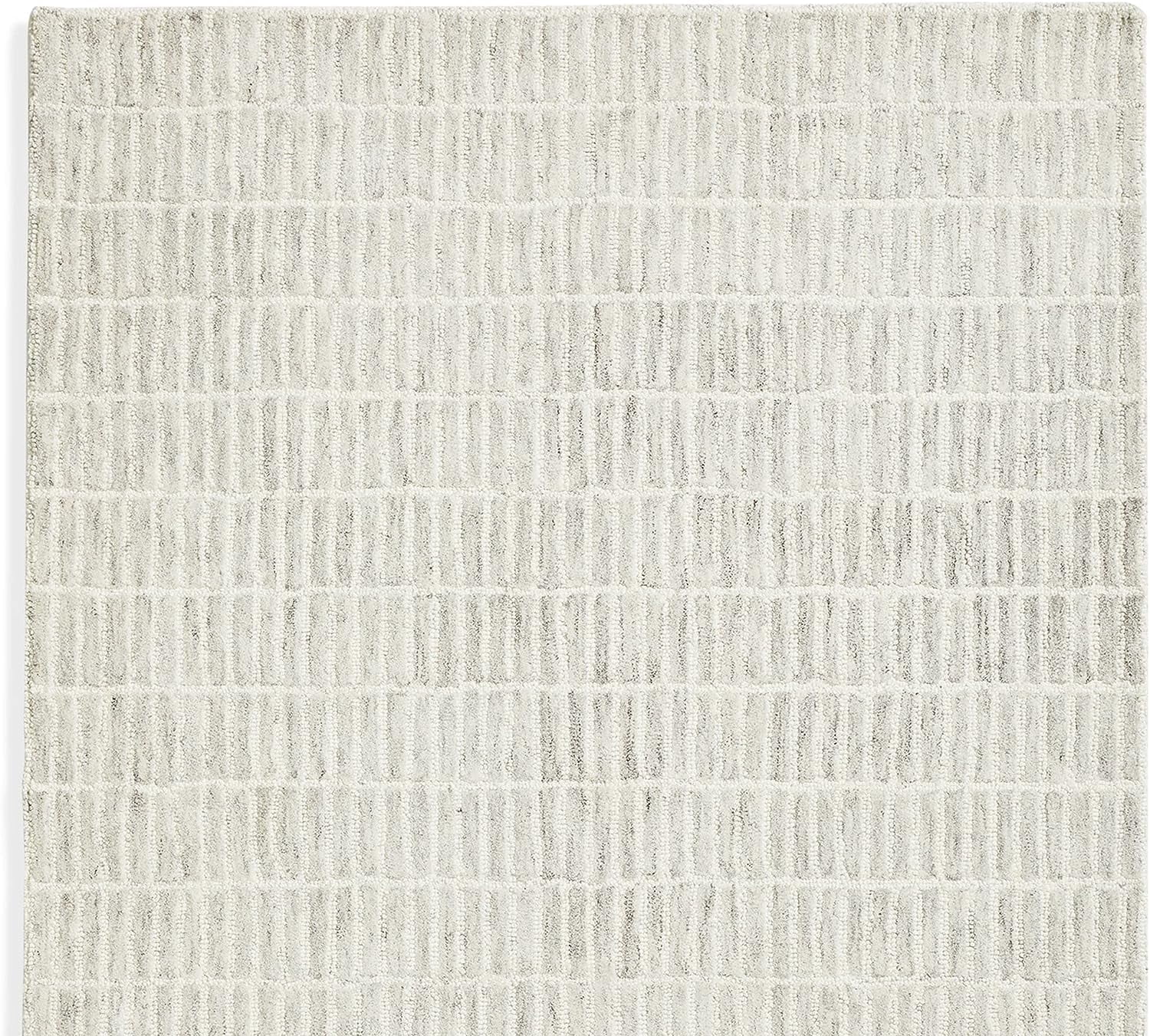 Handmade Capitola Space-Dyed Wool Area Rug with Cotton Backing, Modern Grid Design, Grey, 8x11, for Living Room, Bedroom, Dining Room, Office