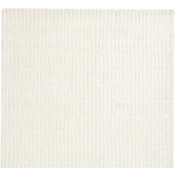 Handmade Capitola Space-Dyed Wool Area Rug with Cotton Backing, Modern Grid Design, Ivory, 8x11, for Living Room, Bedroom, Dining Room, Office