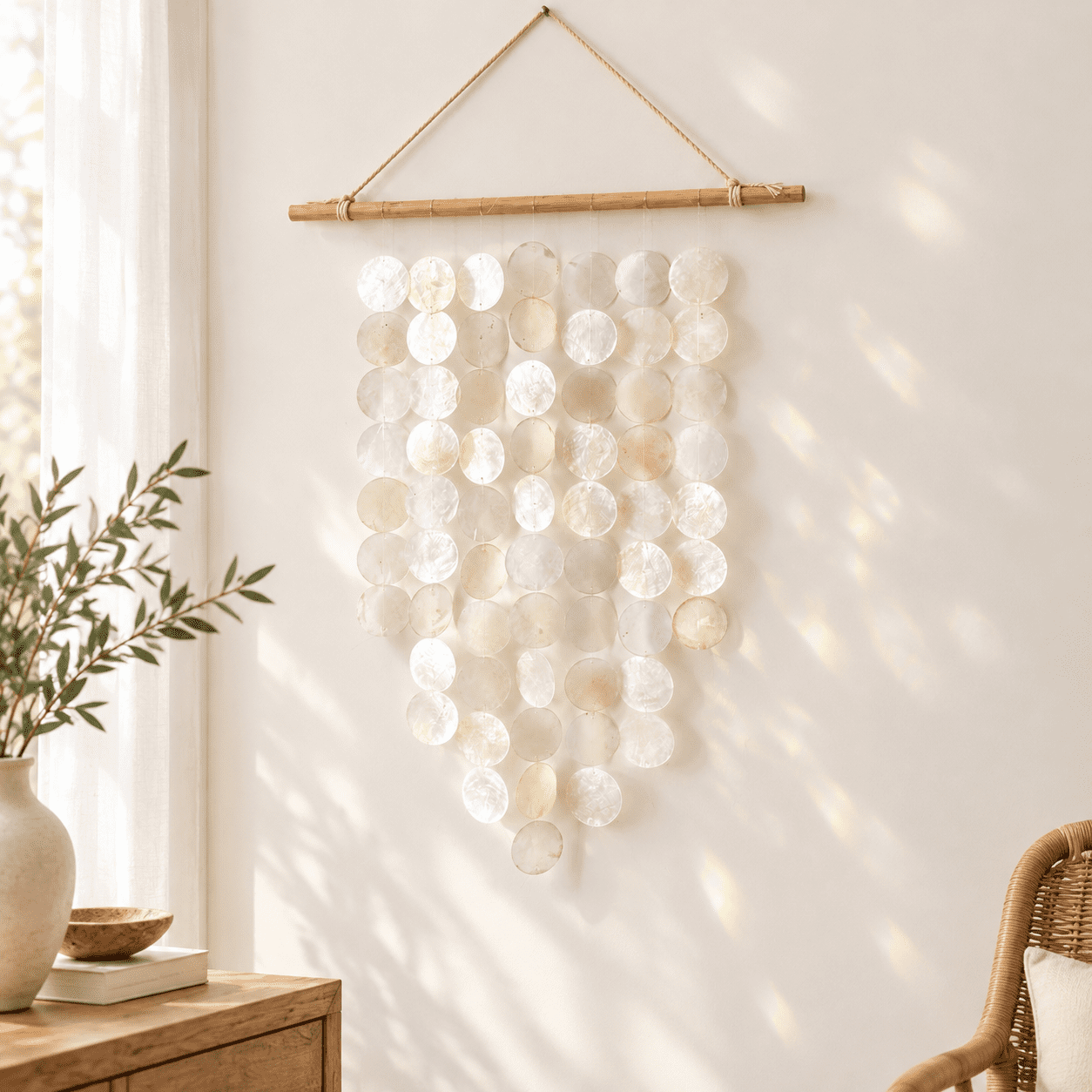Handmade Capiz Shell Wall Decor with Wooden Rod, 20 x 25 Inch - Walmart.com