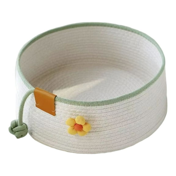 Handmade Cat Bed with Scratching Post - Breathable Cotton Rope Sleeping Basket for Indoor Cats, Washable Kitten Nest for Furniture Protection, Office Desk & Home Use