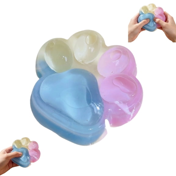 Handmade Cat Paw Stress Ball Maker Kit - Slow Rebound Sensory Squeeze Balls for Anxiety Relief & Focus - Sand Filled Crunchy Squishies Balls for Adults Desktop Stress Relief Toys