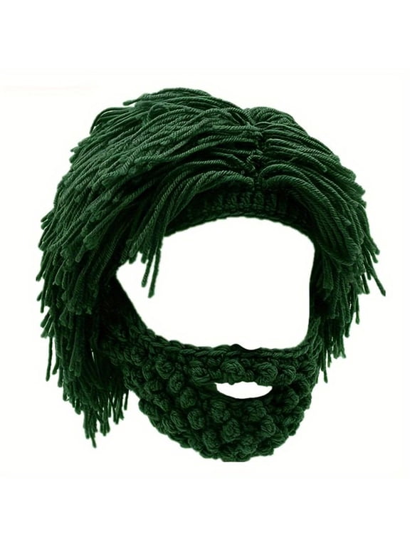 Handmade Cave Dwellers People Wig Hats, Knitted Winter Hat, Beard Beanie, Keep Warm, Cozy, Stylish Gift for Men and Women, Unique Winter Headwear