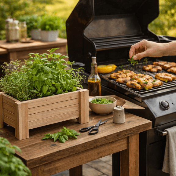 Handmade Cedar Wood Small Herb Planter Box, Indoor Outdoor Mini Garden Bed (12")