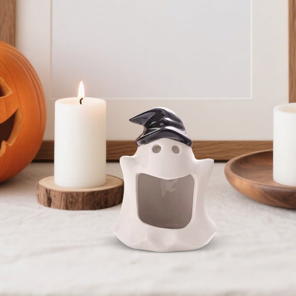 Handmade Ceramic Candle Holder Desk Decor for Home, Cute Candlestick Ornament for Tabletop