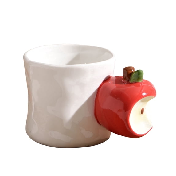 Handmade Ceramic Coffee Cup with Unique Fruit Shaped Handle Irregular Design Ideal for Home Use for Tea Lovers Microwave and Dishwasher