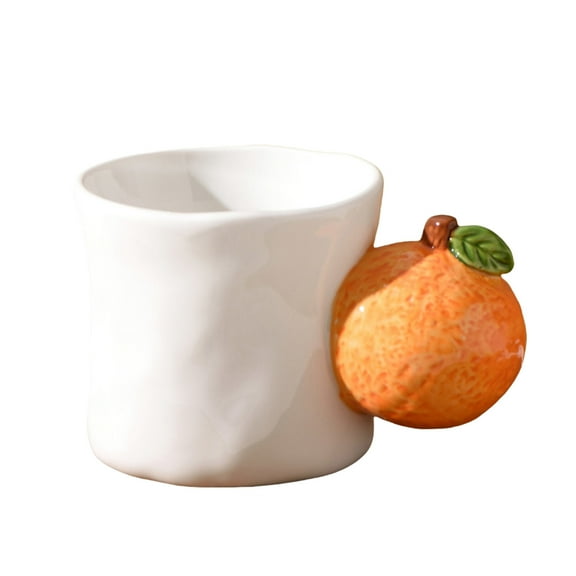 Glass&Bottle Irregular Shaped Ceramic Cup for Home Use with Fruit- Handle Handmade Tea Coffee Mug Dishwasher Microwave Safe Idea