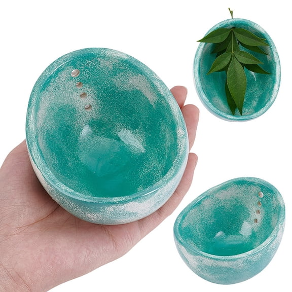 Handmade Ceramic Herb Stripper Bowl Green Pottery Herb Stripper Bowl 86.5x70mm Herb Pealer Leaf Stripping Tool Peeling Cup