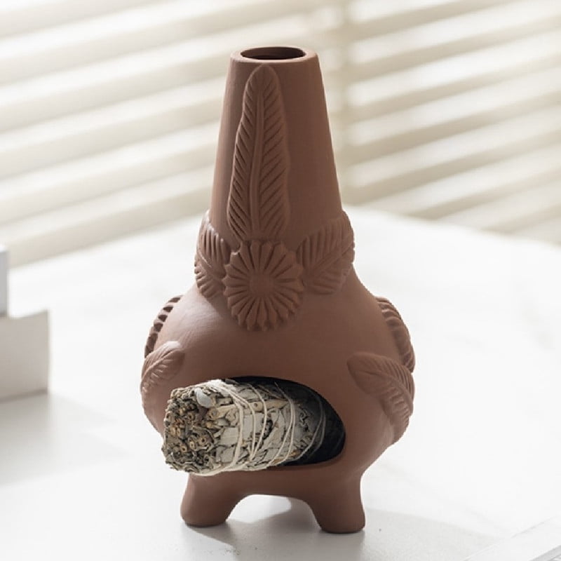 Handmade Ceramic Incense Holder – Long Palo Santo Holder & Sage Burner Stick Stand for Meditation, Smudging & Space Cleansing (20.2cm/7.95 Inch)
