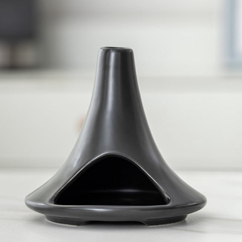 Handmade Ceramic Incense Holder Palo Santo Holder & Sage Burner Stand with Deep Groove for Meditation, Cleansing Rituals Black