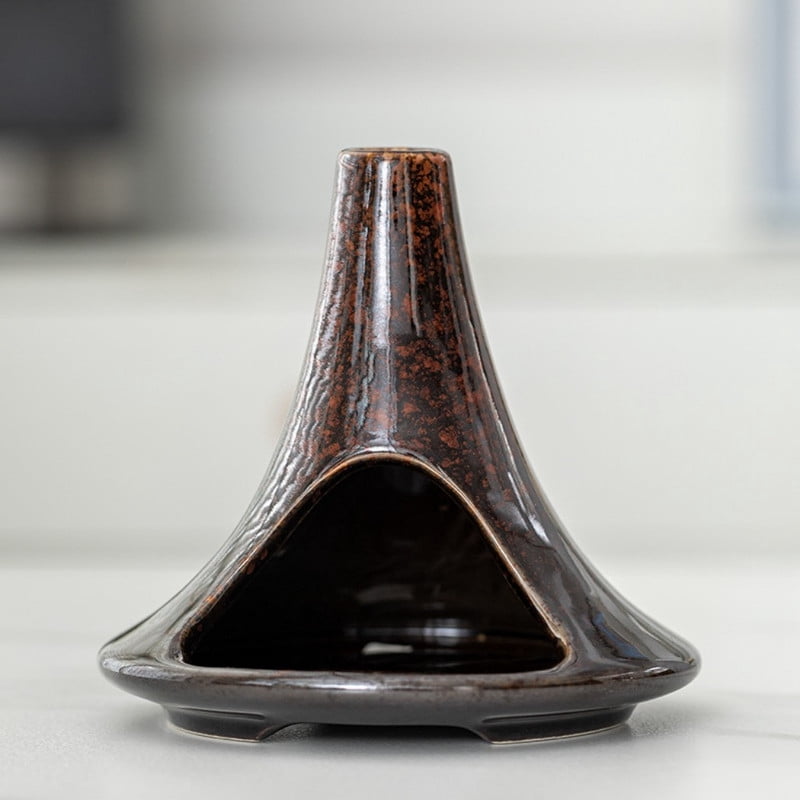 Handmade Ceramic Incense Holder Palo Santo Holder & Sage Burner Stand with Deep Groove for Meditation, Cleansing Rituals Brown