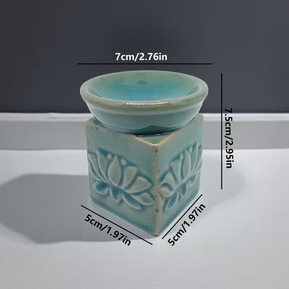 Handmade Ceramic Lotus Petal Pattern Aromatherapy Stove - Elegant Essential Oil Lamp for Home Decor