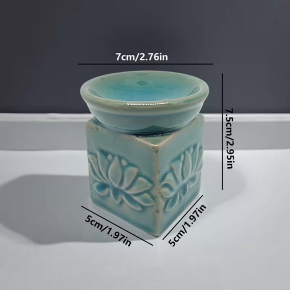 Handmade Ceramic Lotus Petal Pattern Aromatherapy Stove - Elegant Essential Oil Lamp for Home Decor