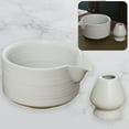 thumbnail image 1 of Handmade Ceramic Matcha Bowl Set with Spout & Whisk Holder - Traditional Chasen Tea Whisk Ritual Kit, Gift-Ready Chawan for Matcha Lovers - Coarse Pottery & Durable Design, 1 of 5