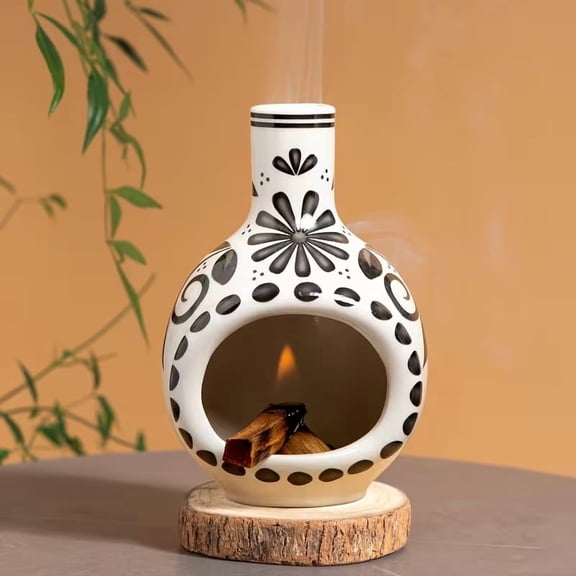 Handmade Ceramic Mini Chimney Incense Burner - Elegant Sage Design for Meditation and Home Decor