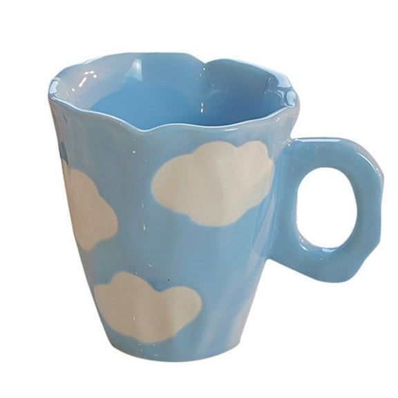 Handmade Ceramic Mugs Hand Painted and Cloud Irregular Coffee Cup for Tea Milk Gifts Cup(Blue)