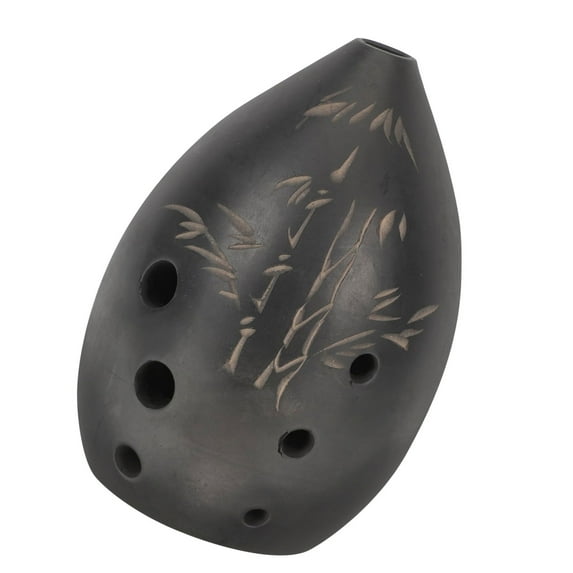 Handmade Ceramic Ocarina Ancient 8 Hole Design Black Clay Small Musical Instrument Perfect for Cultural Experience