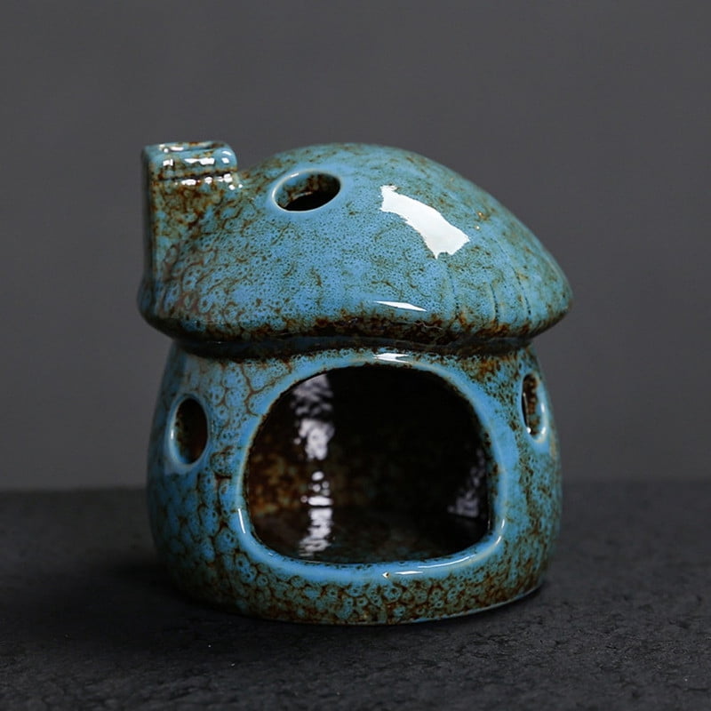 Handmade Ceramic Palo Santo Holder – Compact Sage Incense Burner for Meditation & Energy Cleansing Blue