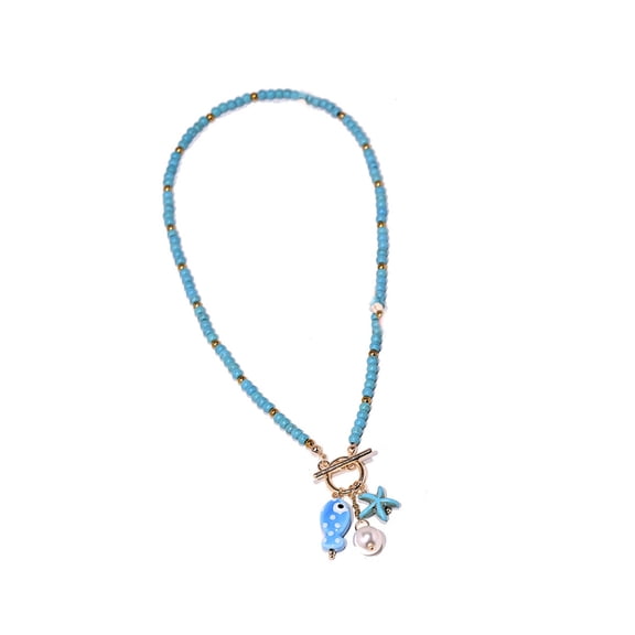 Handmade Ceramic Sea Creature Necklace With Vibrant Beaded Design Suitable For Sensitive Skin Types