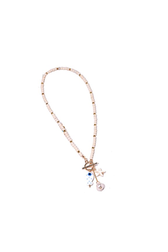 Handmade Ceramic Sea Creature Necklace With Vibrant Beaded Design Suitable For Sensitive Skin Types