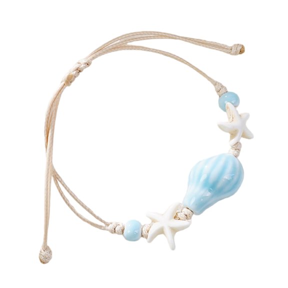 Handmade Ceramic Shell Bangle Adjustable Wrist Jewelry Unique Beach Design For Girls Hot Day Accessory