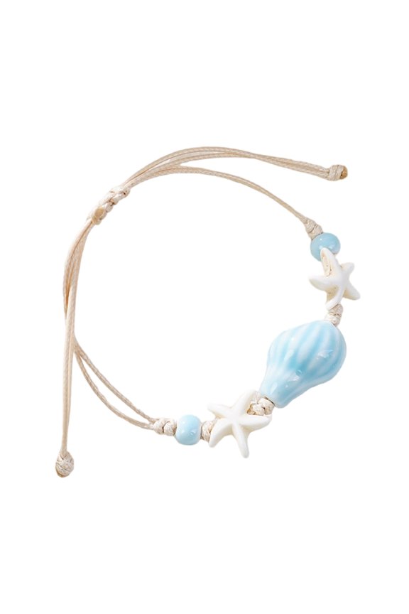 Handmade Ceramic Shell Bangle Adjustable Wrist Jewelry Unique Beach Design For Girls Hot Day Accessory