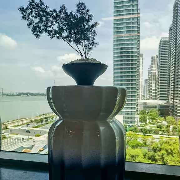 Handmade Ceramic Stool Side Table, Multifunctional Decorative Round Ceramic Seat End Table for Living Room, Bedroom, Balcony & Entryway, Matte Glaze Finish