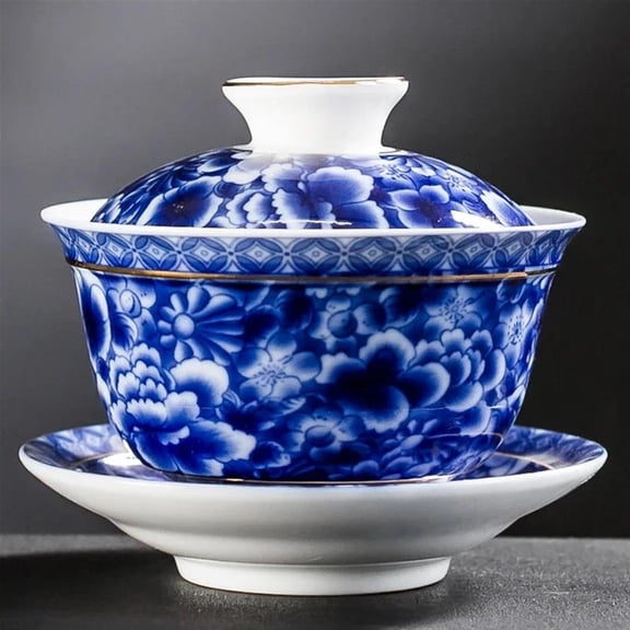 Handmade Ceramic Teacup Portable Gaiwan Home Tea Set Drinkware 160ml Jingdezhen Blue And White Porcelain Tea Tureen Bowl