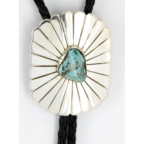 Handmade Certified Authentic Navajo .925 Sterling Silver Natural Turquoise Native American Bolo Tie